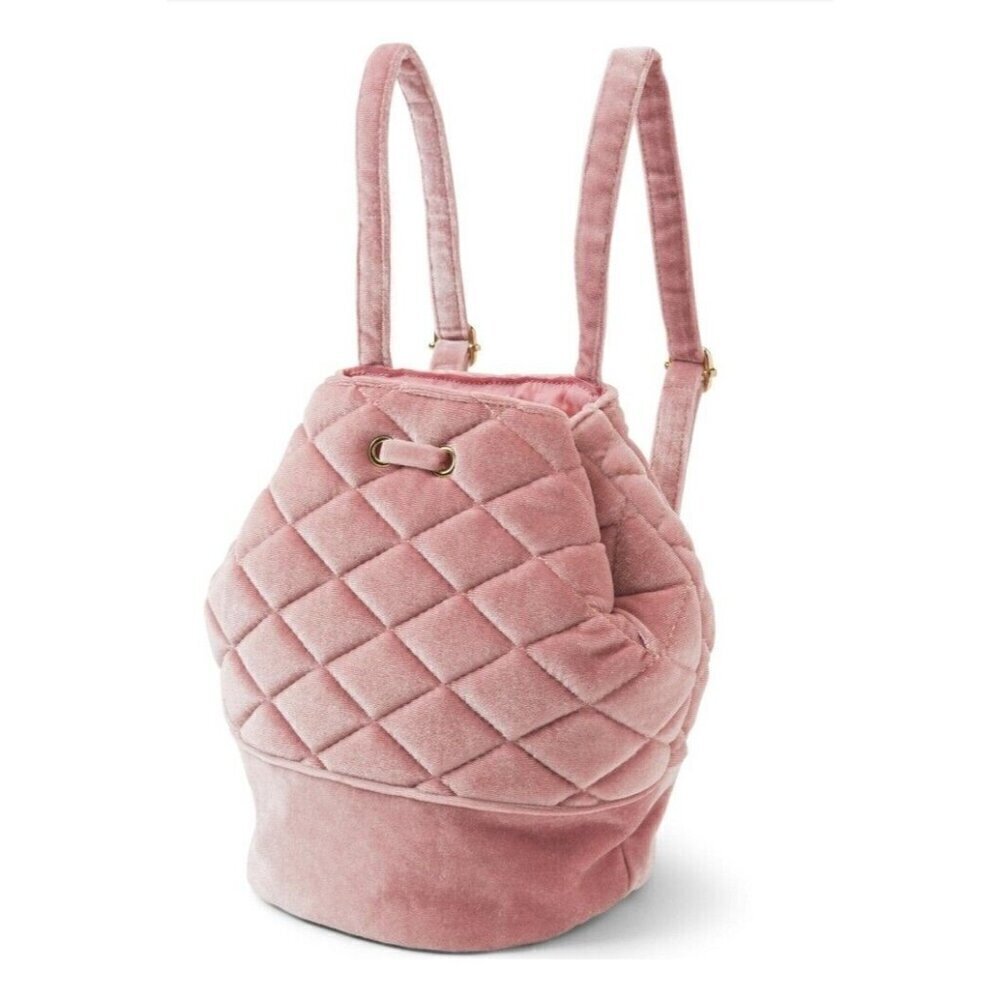 New Janie and Jack Blush Pink Velvet Quilted Backpack